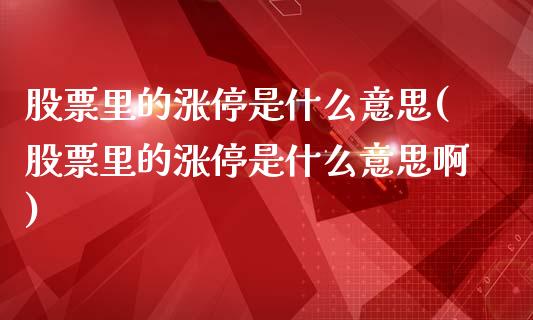 股票里的涨停是什么意思(股票里的涨停是什么意思啊)_https://www.hbaoqiang.com_黄金期货_第1张