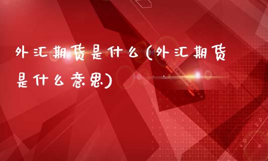 外汇期货是什么(外汇期货是什么意思)_https://www.hbaoqiang.com_恒指期货_第1张