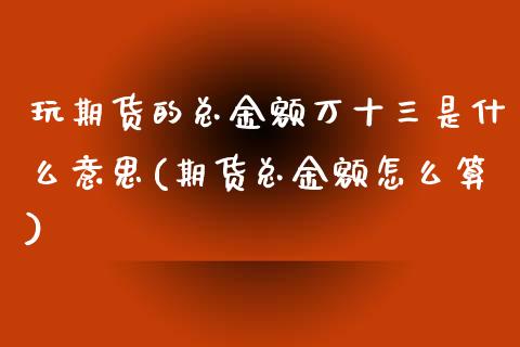 玩期货的总金额万十三是什么意思(期货总金额怎么算)_https://www.hbaoqiang.com_期货平台_第1张