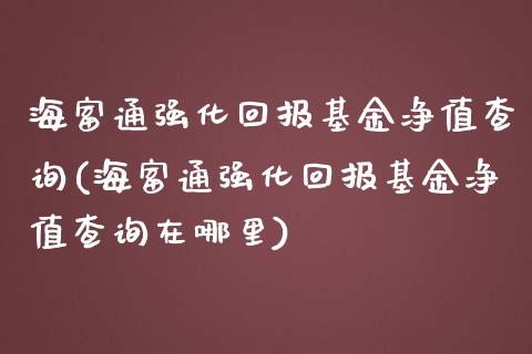 海富通强化回报基金净值查询(海富通强化回报基金净值查询在哪里)_https://www.hbaoqiang.com_期货软件_第1张