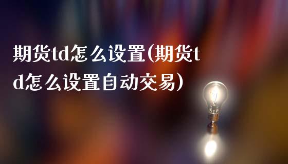 期货td怎么设置(期货td怎么设置自动交易)_https://www.hbaoqiang.com_国际期货_第1张
