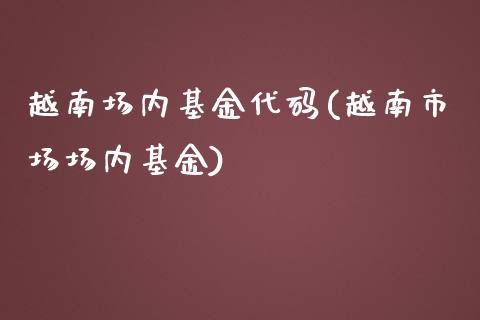 越南场内基金代码(越南市场场内基金)_https://www.hbaoqiang.com_期货故事_第1张