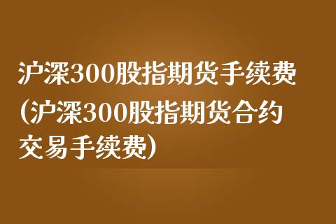 沪深300股指期货手续费(沪深300股指期货合约交易手续费)_https://www.hbaoqiang.com_道指期货_第1张