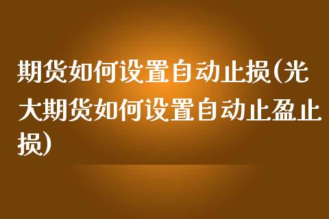期货如何设置自动止损(光大期货如何设置自动止盈止损)_https://www.hbaoqiang.com_股指期货_第1张