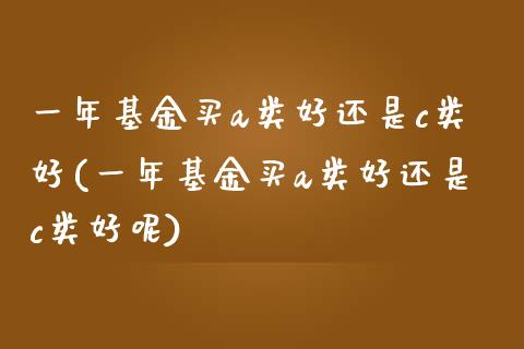 一年基金买a类好还是c类好(一年基金买a类好还是c类好呢)_https://www.hbaoqiang.com_实战心得_第1张